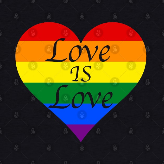 Love is Love rainbow heart with black background by sunnytvart